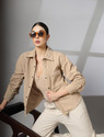 CHKOKKO Women Solid Casual Beige Shirt
