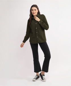 chkokko women solid casual green shirt