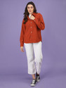 CHKOKKO Women Regular Fit Solid Spread Collar Casual Shirt