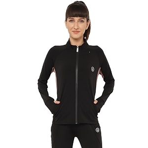 chkokko women polyester sports zipper stylish standard length jacket