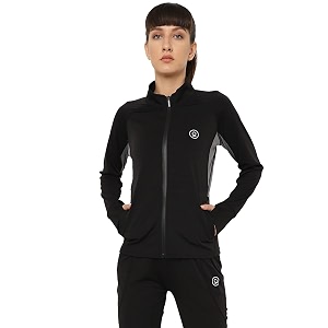chkokko women polyester sports zipper stylish standard length jacket