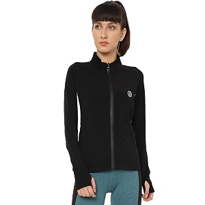 chkokko women polyester sports zipper stylish standard length jacket