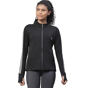 chkokko women polyester sports zipper stylish standard length jacket