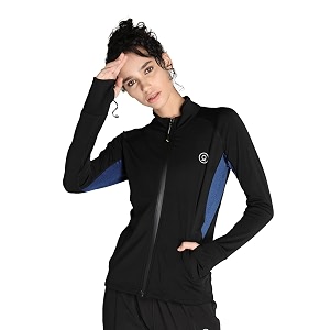 chkokko women polyester sports zipper stylish standard length jacket