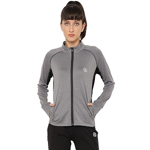 chkokko women polyester sports zipper stylish standard length jacket