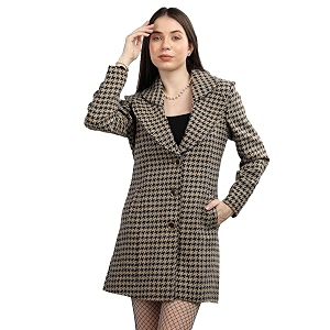chkokko women polyester stylish winter wear single breasted standard length coat