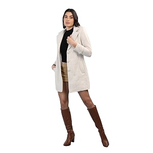 chkokko women polyester stylish winter wear single breasted standard length coat