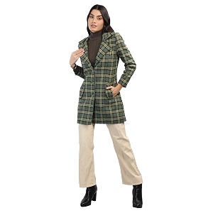 chkokko women polyester stylish winter wear single breasted standard length coat