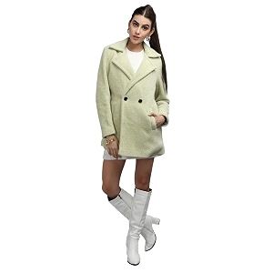chkokko women polyester stylish winter wear single breasted standard length coat