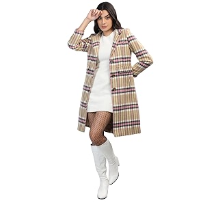 chkokko women polyester stylish winter wear single breasted standard length coat