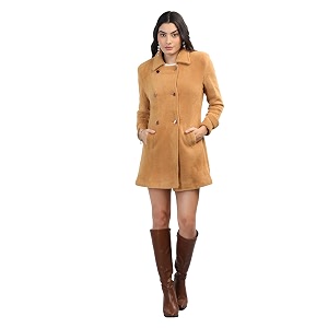 chkokko women polyester stylish winter wear single breasted standard length coat