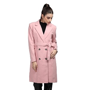 chkokko women polyester stylish winter wear single breasted standard length coat