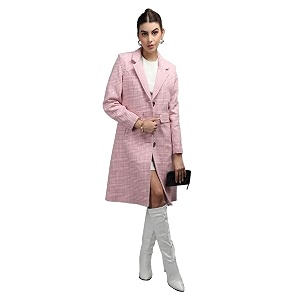 chkokko women polyester stylish winter wear single breasted standard length coat