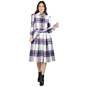 chkokko wool winter wear single breasted checked stylish standard length coat blazer for women