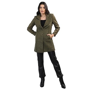 chkokko women polyester stylish winter wear single breasted standard length coat