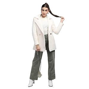 chkokko women polyester stylish winter wear single breasted standard length coat
