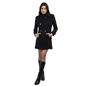 chkokko women polyester stylish winter wear single breasted standard length coat