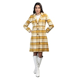 chkokko women polyester stylish winter wear single breasted standard length coat