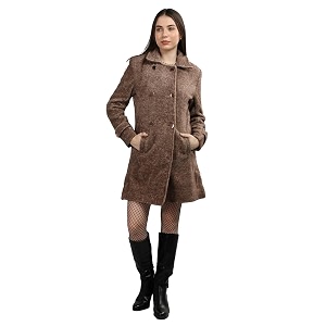 chkokko women polyester stylish winter wear single breasted standard length coat