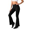 CHKOKKO Gym Pants for Women Workout High Waist Flared Yoga Pants for Woman with Side Pocket Quick Dry Body Fit Stretchable Sports Leggings Trousers Activewear Lower