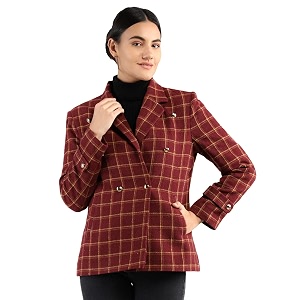 chkokko winter wear single breasted stylish coat blazer for women maroon xl