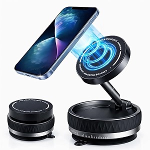 cho ku rei magnetic car phone holder with vacuum suction cup 360 adjustable foldable mobile mount for dashboard amp windshield strong magnetic grip compatible with iphone amp android