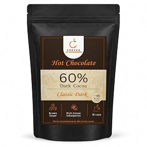chocoa classic dark healthy hot chocolate powder 20-25 cups 65 premium cocoa powder 50 less sugar guilt free drinking chocolate powder for milk mix