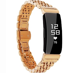 stainless steel rose gold bangle bracelet 8 inches compatible with fitbit inspire hr inspire 2 watch band
