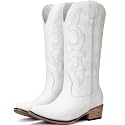 Choiran Cowboy Boots for Women - Mid Calf Cowgirl Boots Western Chunky Heel Pointed Toe Boot with Retro Embroidery, Country Concert Outfit Essentials for Rodeo Festival