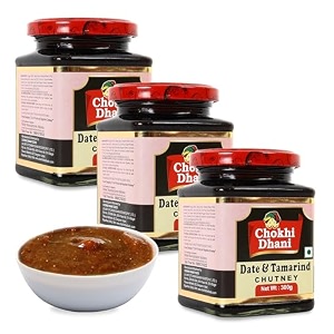 chokhi dhani date amp tamarind khatti mithi imli khajoor ki chutney  spicy sauce  rajasthan ki khatti mithi chatni  pack of 3 300g each