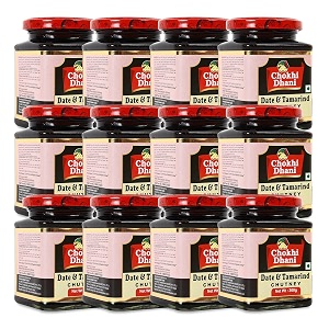 chokhi dhani date amp tamarind khatti mithi imli khajoor ki chutney  spicy sauce  rajasthan ki khatti mithi chatni  pack of 12 300g each