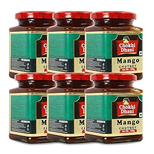 chokhi dhani mango khatti mithi aam ki chutney  spicy sauce  rajasthan ki khatti mithi aam ki chatni  pack of 6 300g each