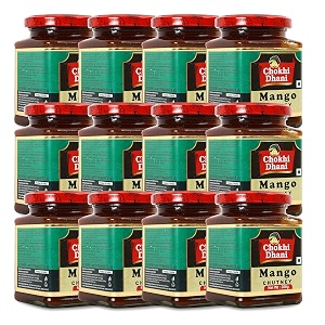 chokhi dhani mango khatti mithi aam ki chutney  spicy sauce  rajasthan ki khatti mithi aam ki chatni  pack of 12 300g each