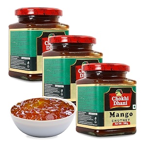 chokhi dhani mango khatti mithi aam ki chutney  spicy sauce  rajasthan ki khatti mithi aam ki chatni  pack of 3 300g each