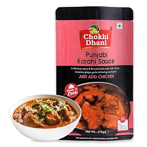chokhi dhani punjabi karahi sauce instant premix pure veg gravies ready to cook indian spice masala mix gravy cooking paste just add chicken pack of 1 375 gram