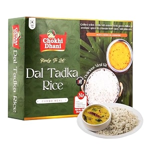 chokhi dhani ready to eat dal tadka amp rice combo meal  instant food  dal chawal  pure veg  heat amp eat  microwaveable rice meal  350g pack
