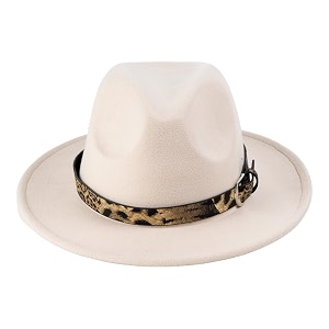 chokore pinched fedora hat with pu leather belt black