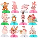 Cholemy 12 Pcs Christmas Gingerbread Honeycomb Centerpieces Table Decor