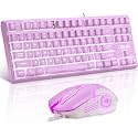 CHONCHOW LED Keyboard and Mouse Combo,Wired 87 Key