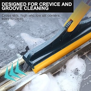 chongzfu bathroom cleaning brush with wiper - long handle 180 rotate toilet brush tiles cleaning floor scrub for kitchen and bathroom accessories 3 in 1 tile brush orange style b