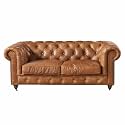 Modern &amp; Classic Leatherette Chesterfield Sofa Set for Living Room (2 Seater), Brown