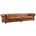 Modern & Classic Leatherette Chesterfield 4 Seater Sofa Set for Living Room Leatherette Chesterfield Sofa Set - 4 Seater, Brown