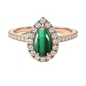 Choose Your Gemstone 18K Rose Gold Ring Pear Shape Halo Diamond Design Wedding Engagement Handmade and Fashion Jewelry for Women Girl Available in Size 4,5,6,7,8,9,10,11,12