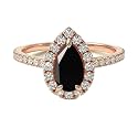 Choose Your Gemstone 18K Rose Gold Ring Pear Shape Halo Diamond Design Wedding Engagement Handmade and Fashion Jewelry for Women Girl Available in Size 4,5,6,7,8,9,10,11,12