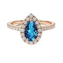 Choose Your Gemstone 18K Rose Gold Ring Pear Shape Halo Diamond Design Wedding Engagement Handmade and Fashion Jewelry for Women Girl Available in Size 4,5,6,7,8,9,10,11,12
