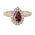 Choose Your Gemstone 18K Rose Gold Ring Pear Shape Halo Diamond Design Wedding Engagement Handmade and Fashion Jewelry for Women Girl Available in Size 4,5,6,7,8,9,10,11,12