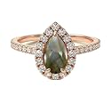 Choose Your Gemstone 18K Rose Gold Ring Pear Shape Halo Diamond Design Wedding Engagement Handmade and Fashion Jewelry for Women Girl Available in Size 4,5,6,7,8,9,10,11,12