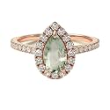 Choose Your Gemstone 18K Rose Gold Ring Pear Shape Halo Diamond Design Wedding Engagement Handmade and Fashion Jewelry for Women Girl Available in Size 4,5,6,7,8,9,10,11,12