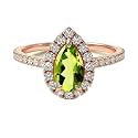 Choose Your Gemstone 18K Rose Gold Ring Pear Shape Halo Diamond Design Wedding Engagement Handmade and Fashion Jewelry for Women Girl Available in Size 4,5,6,7,8,9,10,11,12