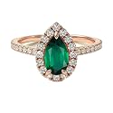 Choose Your Gemstone 18K Rose Gold Ring Pear Shape Halo Diamond Design Wedding Engagement Handmade and Fashion Jewelry for Women Girl Available in Size 4,5,6,7,8,9,10,11,12